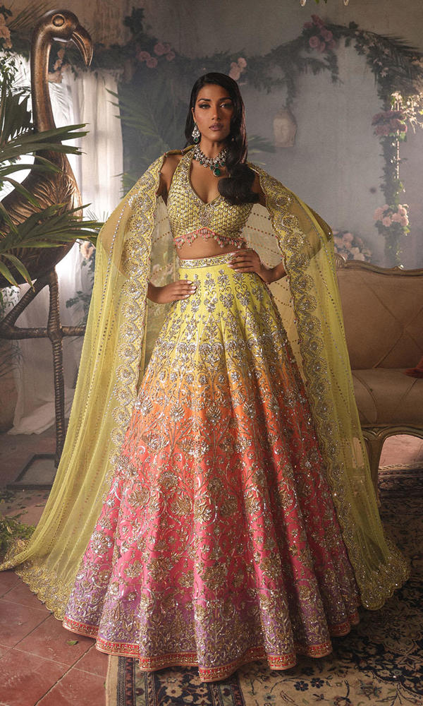Ombre Embellished Raw Silk Lehenga Set (3-Piece) - Image 11