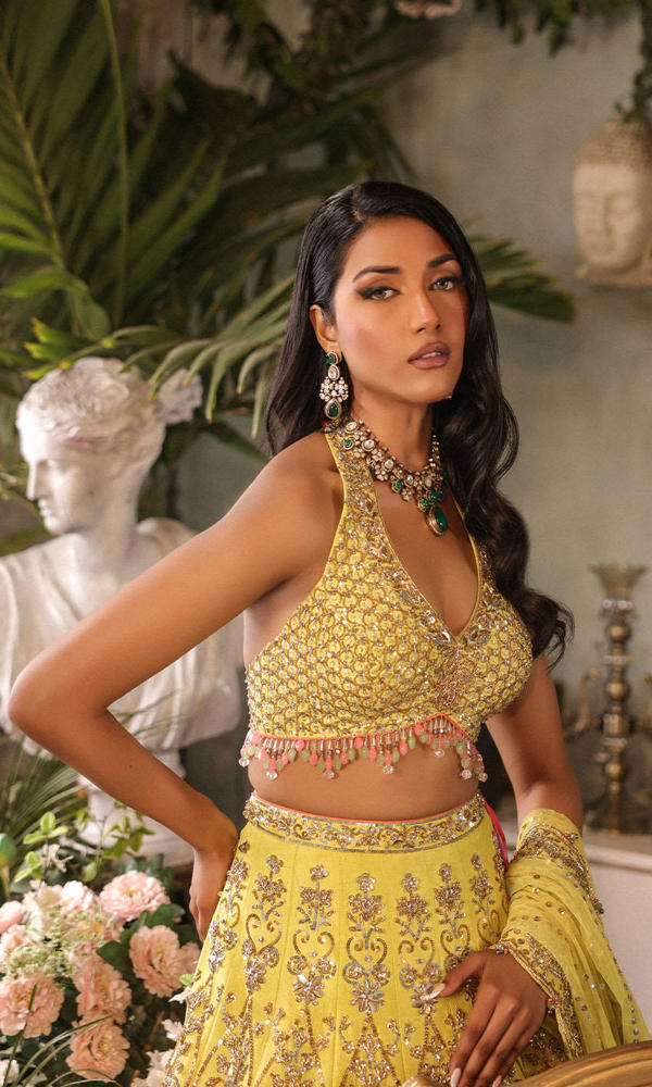 Ombre Embellished Raw Silk Lehenga Set (3-Piece) - Image 7