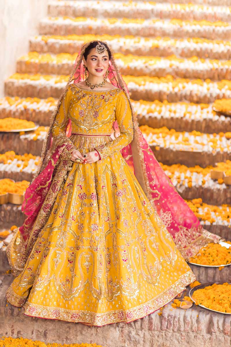 Mustard Adda Work Raw Silk Lehenga & Choli (3-Piece) - Image 1