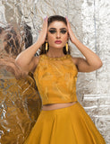 Marigold Embroidered Raw Silk Lehenga Set (3-Piece) - Image 3