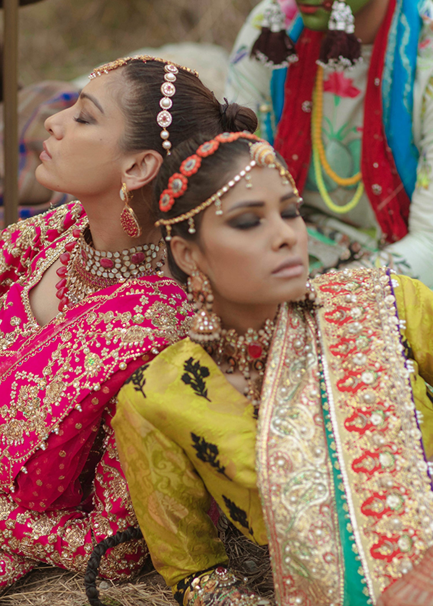 Pakistani Yellow Sequin & Gota Raw Silk Lehenga (3-Piece) - Image 8