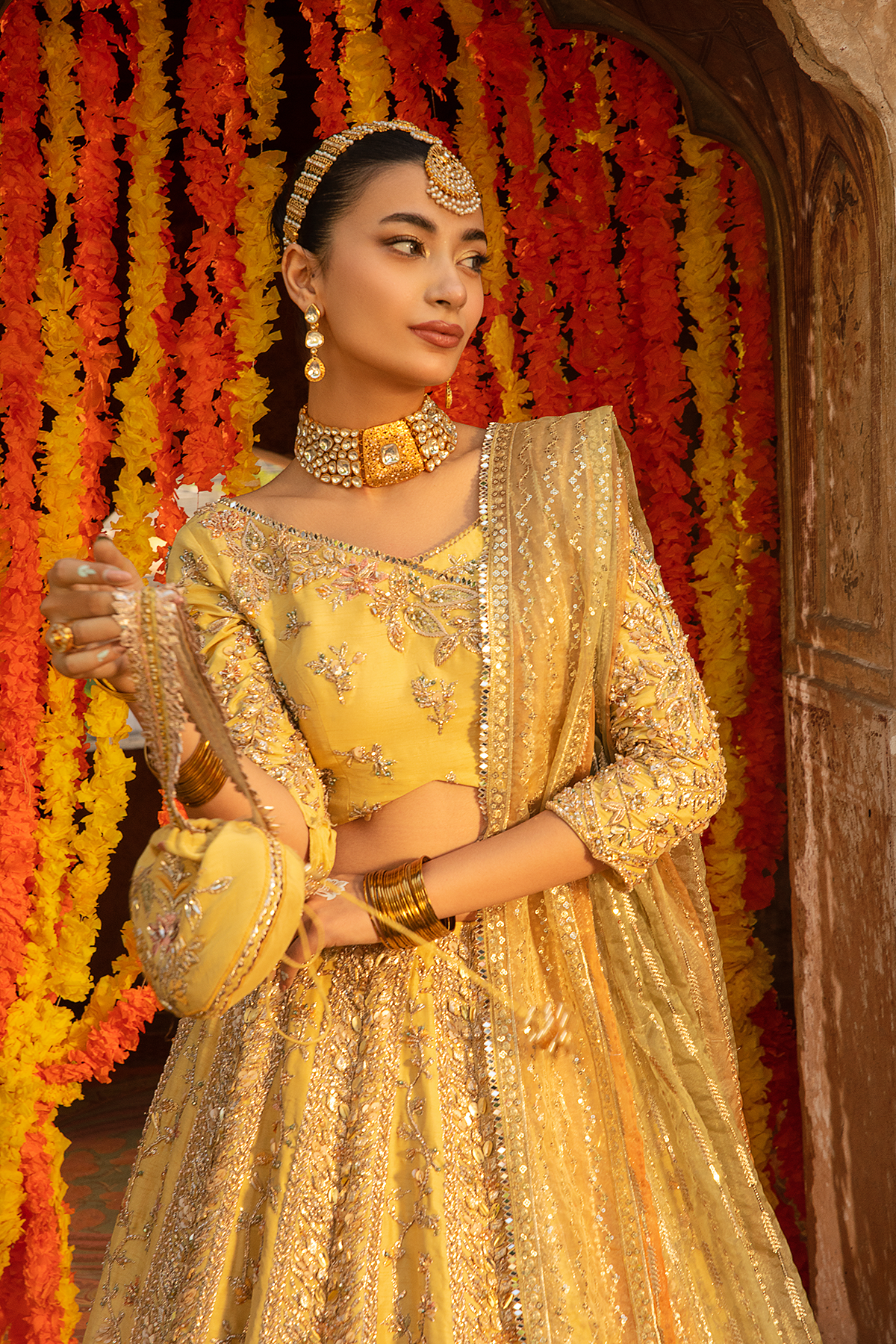 Pastel Yellow Embellished Raw Silk Lehenga Choli (3-Piece) - Image 8
