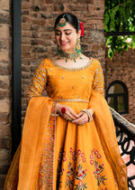 Mustard Handworked Korean Rawsilk Lehnga Choli (3-Piece) - Image 4