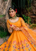 Mustard Handworked Korean Rawsilk Lehnga Choli (3-Piece) - Image 5