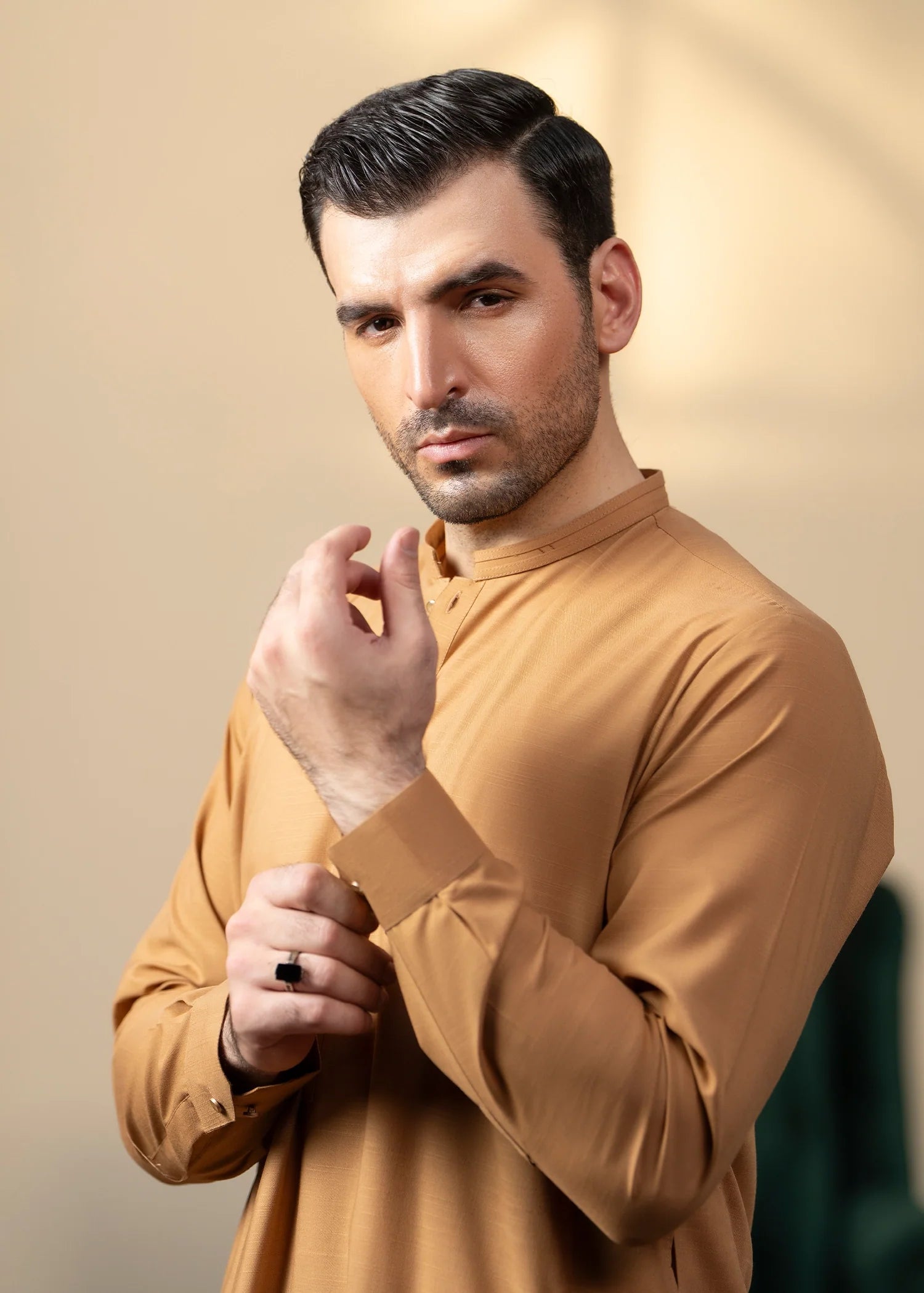 Mustard Wash & Wear Shalwar Kameez (2-Piece) - Image 3