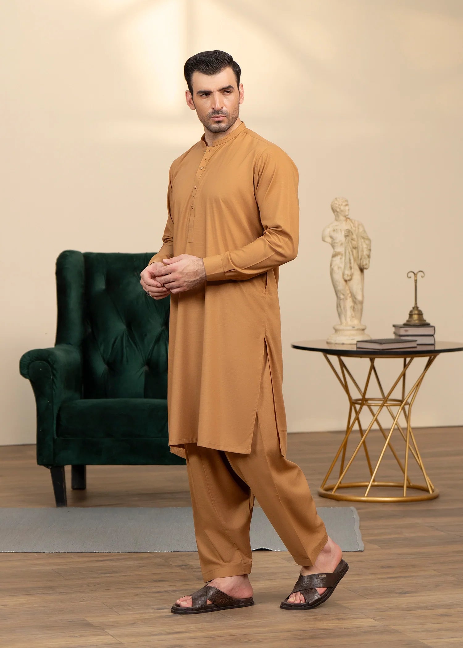 Mustard Wash & Wear Shalwar Kameez (2-Piece) - Image 8
