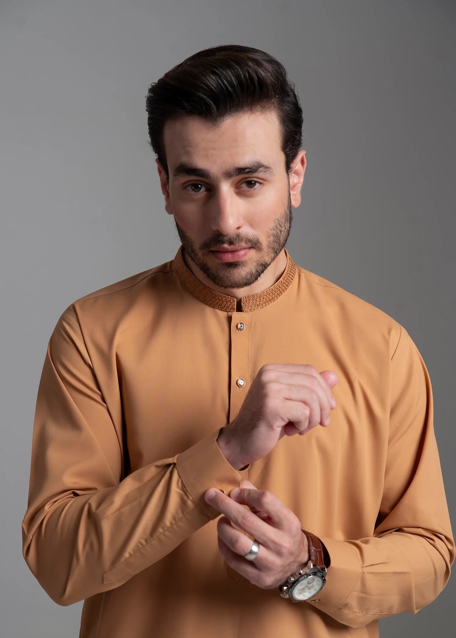 Mustard Wash & Wear Shalwar Kameez (2-Piece) - Image 2