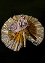 Indian Mustard Embroidered Chanderi Silk Pishwas (3-Piece) - Image 5