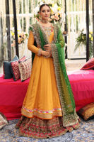 Pakistani Amber Yellow Gota-Worked Chiffon Pishwas (3-Piece) - Image 2