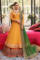 Pakistani Amber Yellow Gota-Worked Chiffon Pishwas (3-Piece) - Image 3