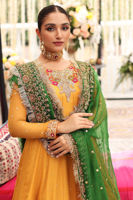 Pakistani Amber Yellow Gota-Worked Chiffon Pishwas (3-Piece) - Image 4