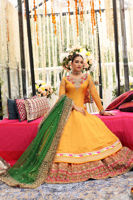 Pakistani Amber Yellow Gota-Worked Chiffon Pishwas (3-Piece) - Image 5