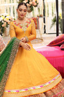 Pakistani Amber Yellow Gota-Worked Chiffon Pishwas (3-Piece) - Image 6