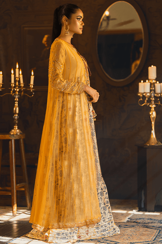 Yellow Hand-Embellished Maysuri Pishwas (2-Piece) - Image 5