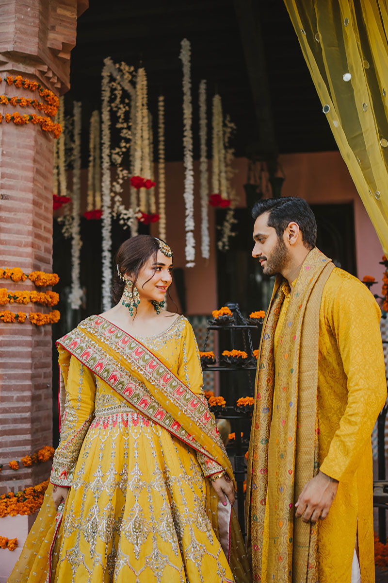 Pakistani Mustard Adda Work Raw Silk Pishwas (2-Piece) - Image 2