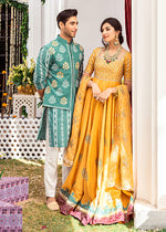 Pakistani Yellow Handworked Korean Rawsilk Pishwas (2-Piece) - Image 5