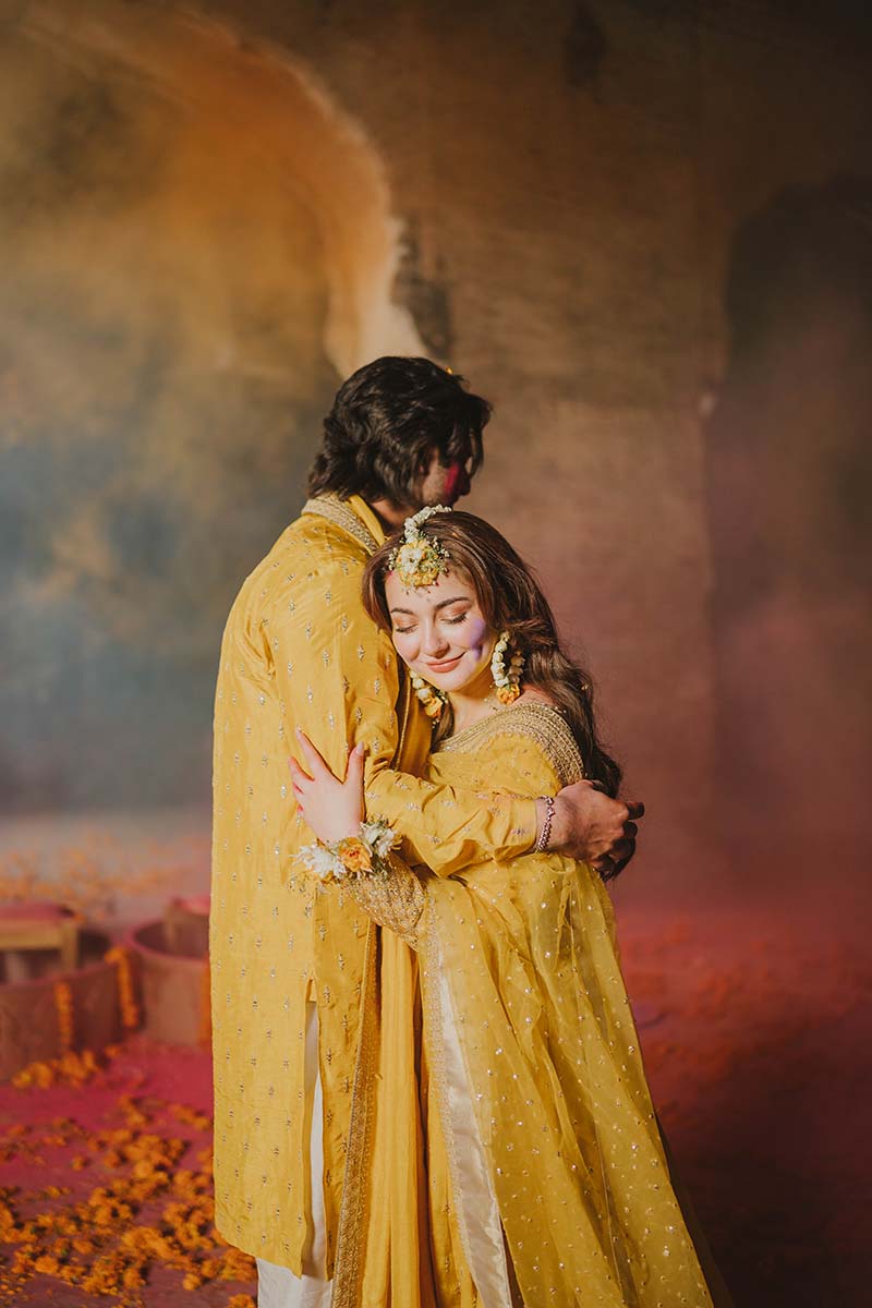 Mustard Yellow Embroidered Romani Silk Kalidar Pishwas (2-Piece) - Image 4