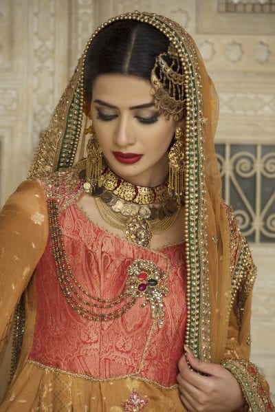 Turmeric Yellow Zardozi Booti Chiffon Salwar Kameez (3-Piece) - Image 2