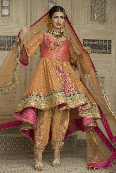 Turmeric Yellow Zardozi Booti Chiffon Salwar Kameez (3-Piece) - Image 3