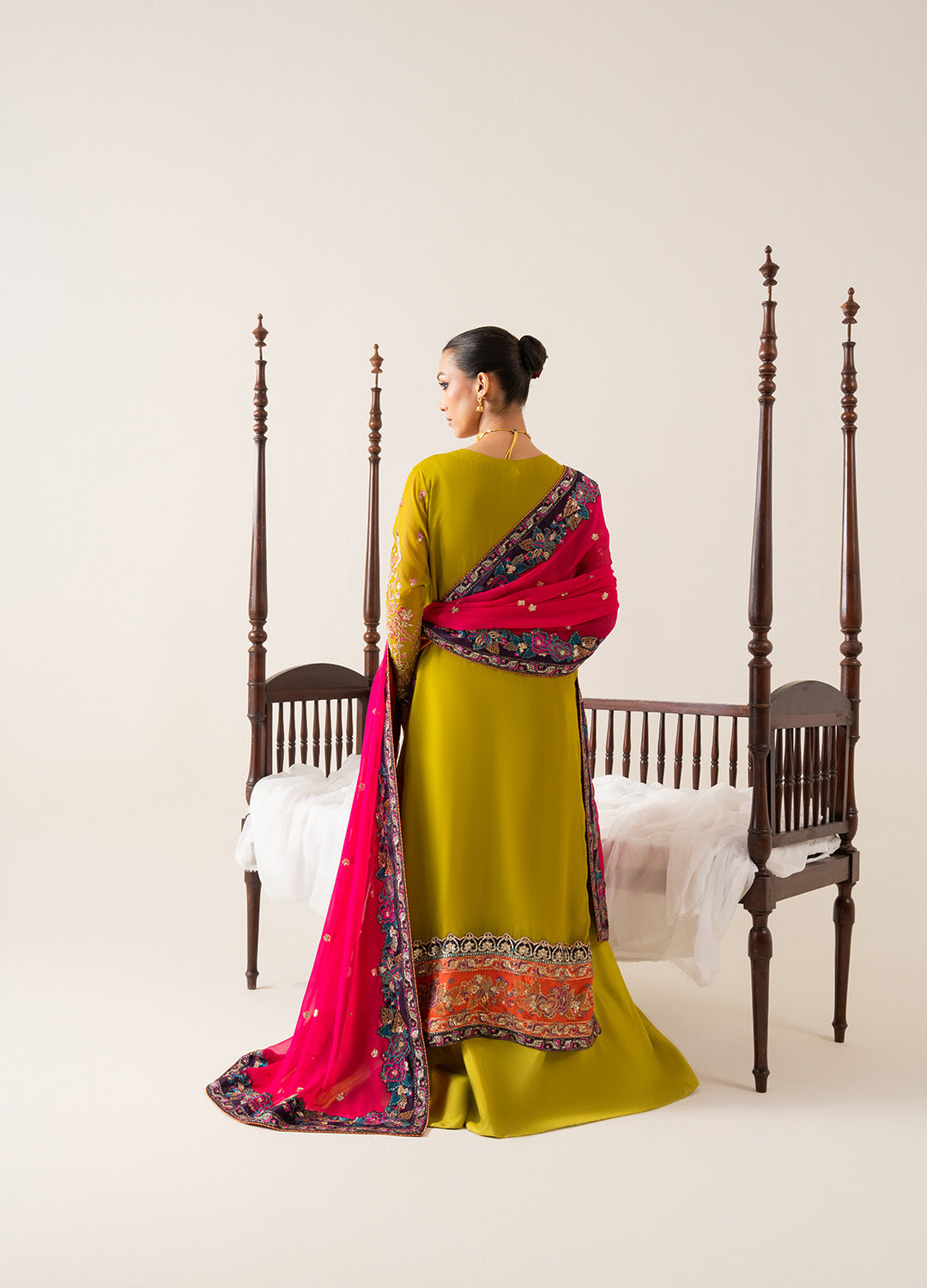 Mustard Embroidered Chiffon & Grip Salwar Kameez (3-Piece) - Image 3