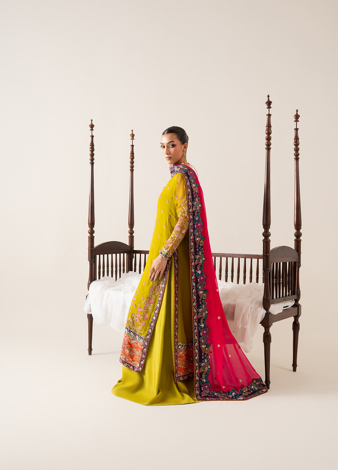 Mustard Embroidered Chiffon & Grip Salwar Kameez (3-Piece) - Image 4