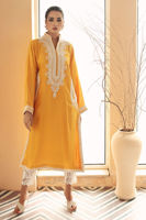 Pakistani Yellow Doriwork Cotton Net Kurta Set (2-Piece) - Image 2
