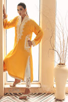 Pakistani Yellow Doriwork Cotton Net Kurta Set (2-Piece) - Image 3