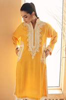 Pakistani Yellow Doriwork Cotton Net Kurta Set (2-Piece) - Image 4