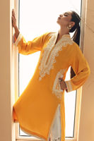 Pakistani Yellow Doriwork Cotton Net Kurta Set (2-Piece) - Image 5