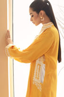 Pakistani Yellow Doriwork Cotton Net Kurta Set (2-Piece) - Image 8