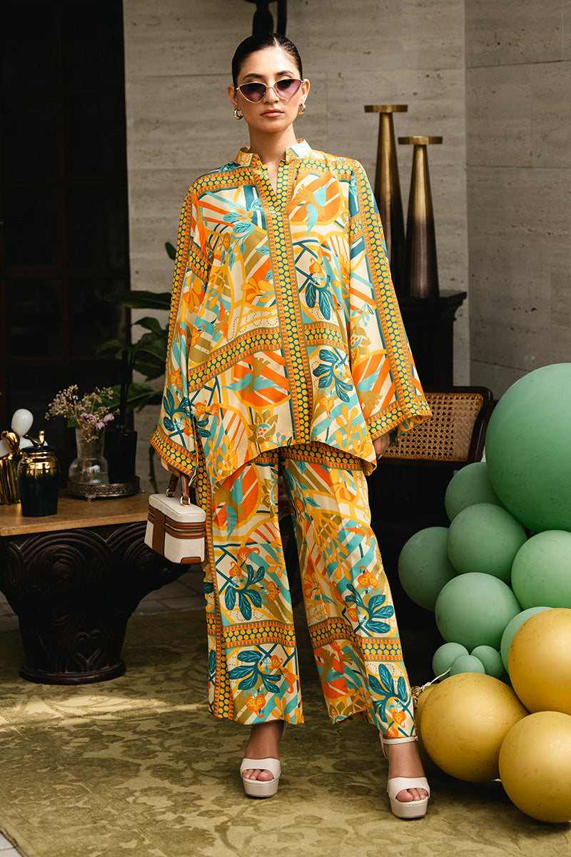 Yellow Digital Print Crepe Co-ord Set (2-Piece) - Image 1