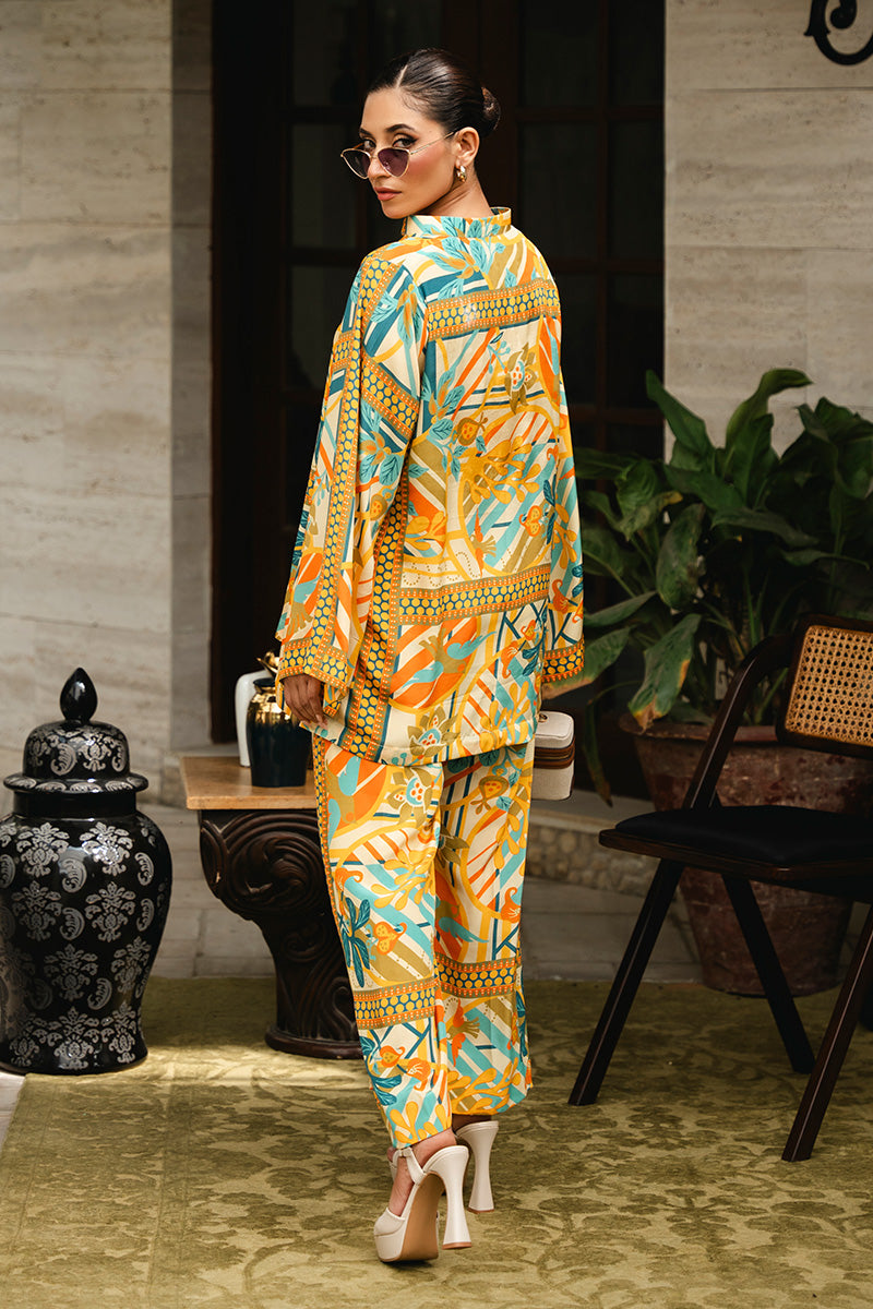 Yellow Digital Print Crepe Co-ord Set (2-Piece) - Image 3