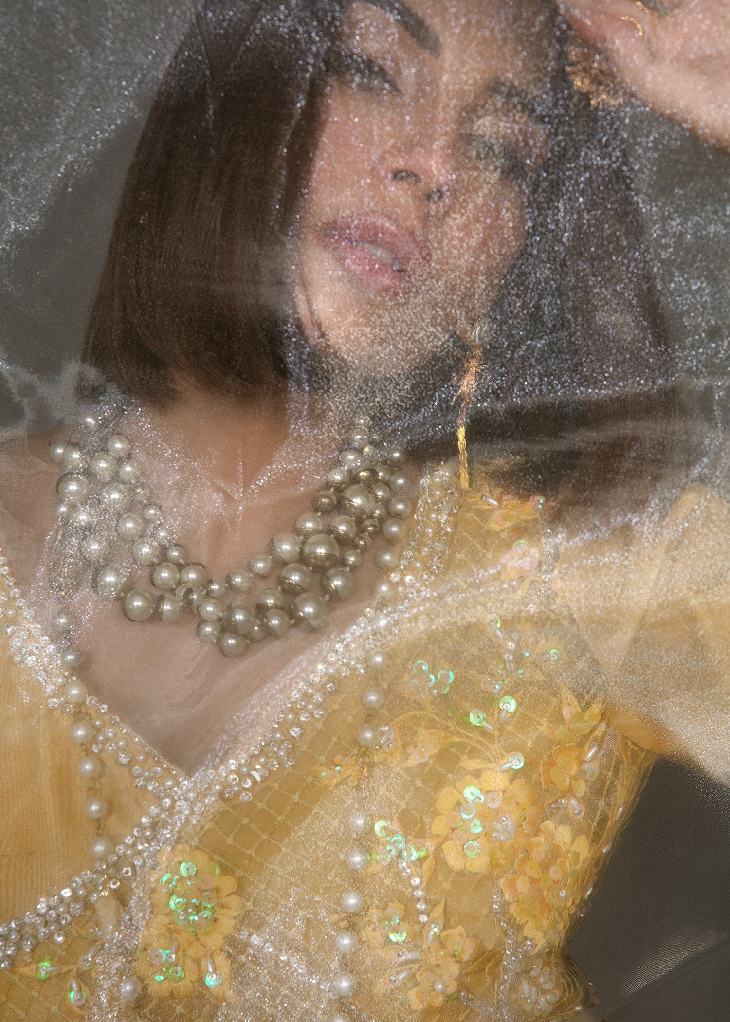 Pakistani Saffron Embroidered Korean Raw Silk Salwar Kameez (2-Piece) - Image 8