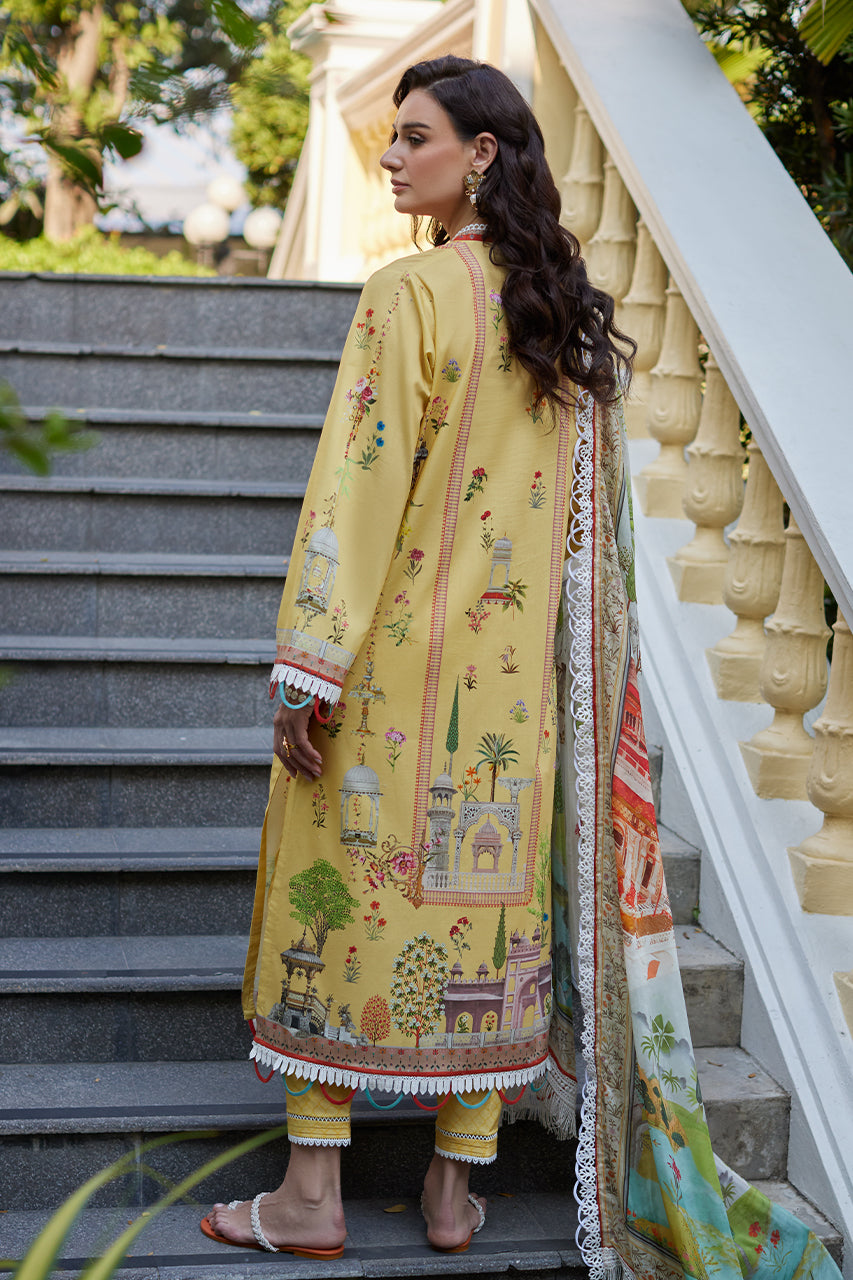 Pakistani Yellow Printed Premium Lawn Salwar Kameez (3-Piece) - Image 6