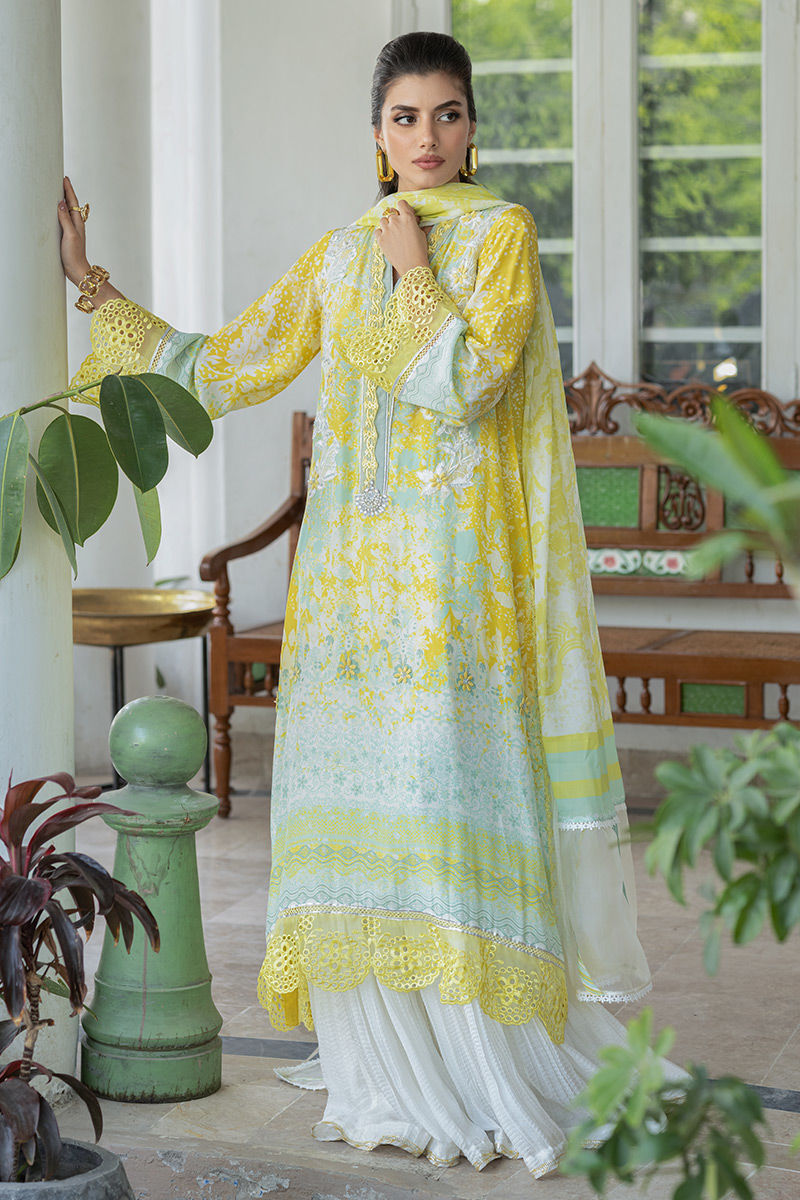 Pakistani Lemon Digital Print Lawn Salwar Kameez (3-Piece) - Image 1