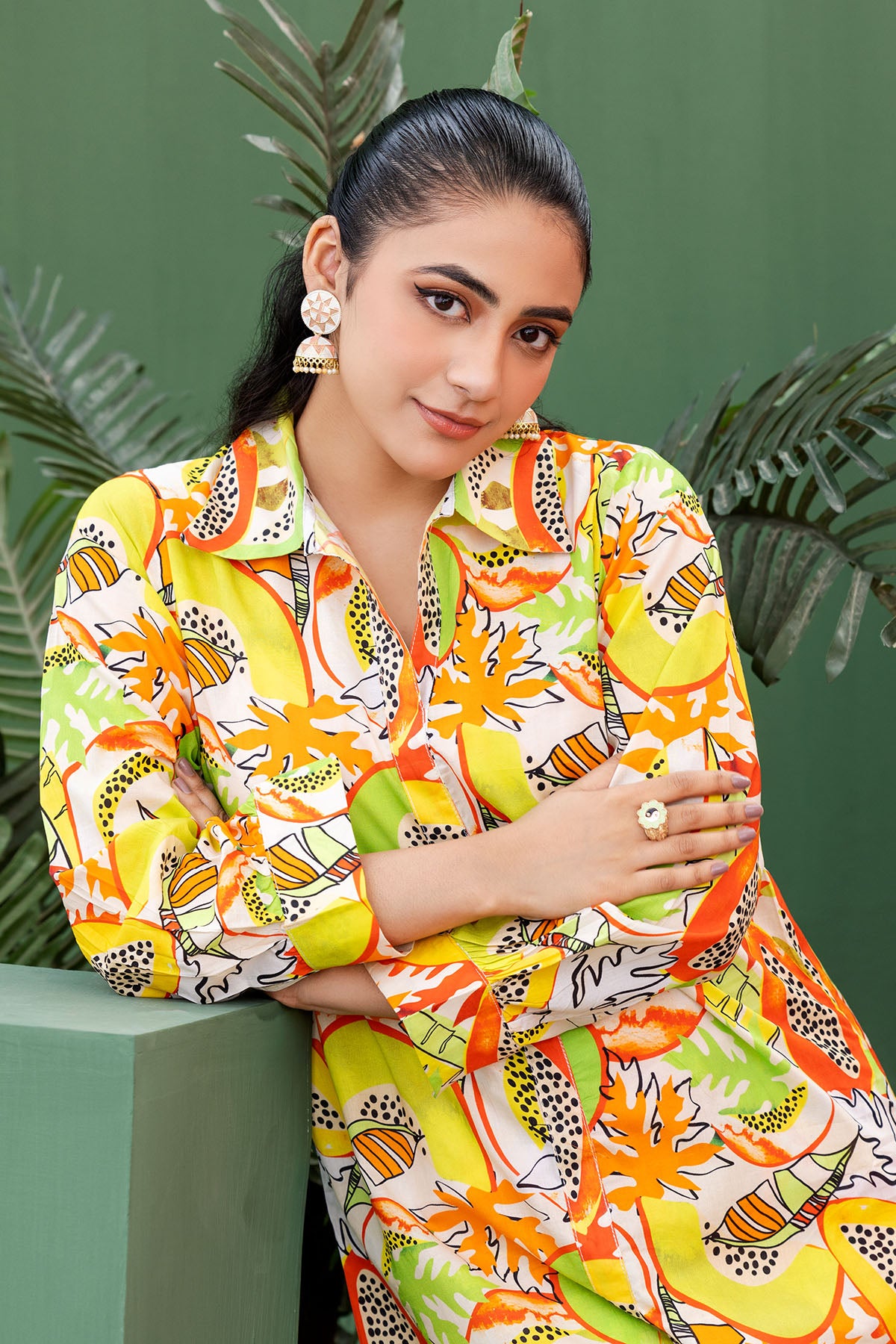 Yellow Digital Printed Lawn Salwar Kameez (2-Piece) - Image 2