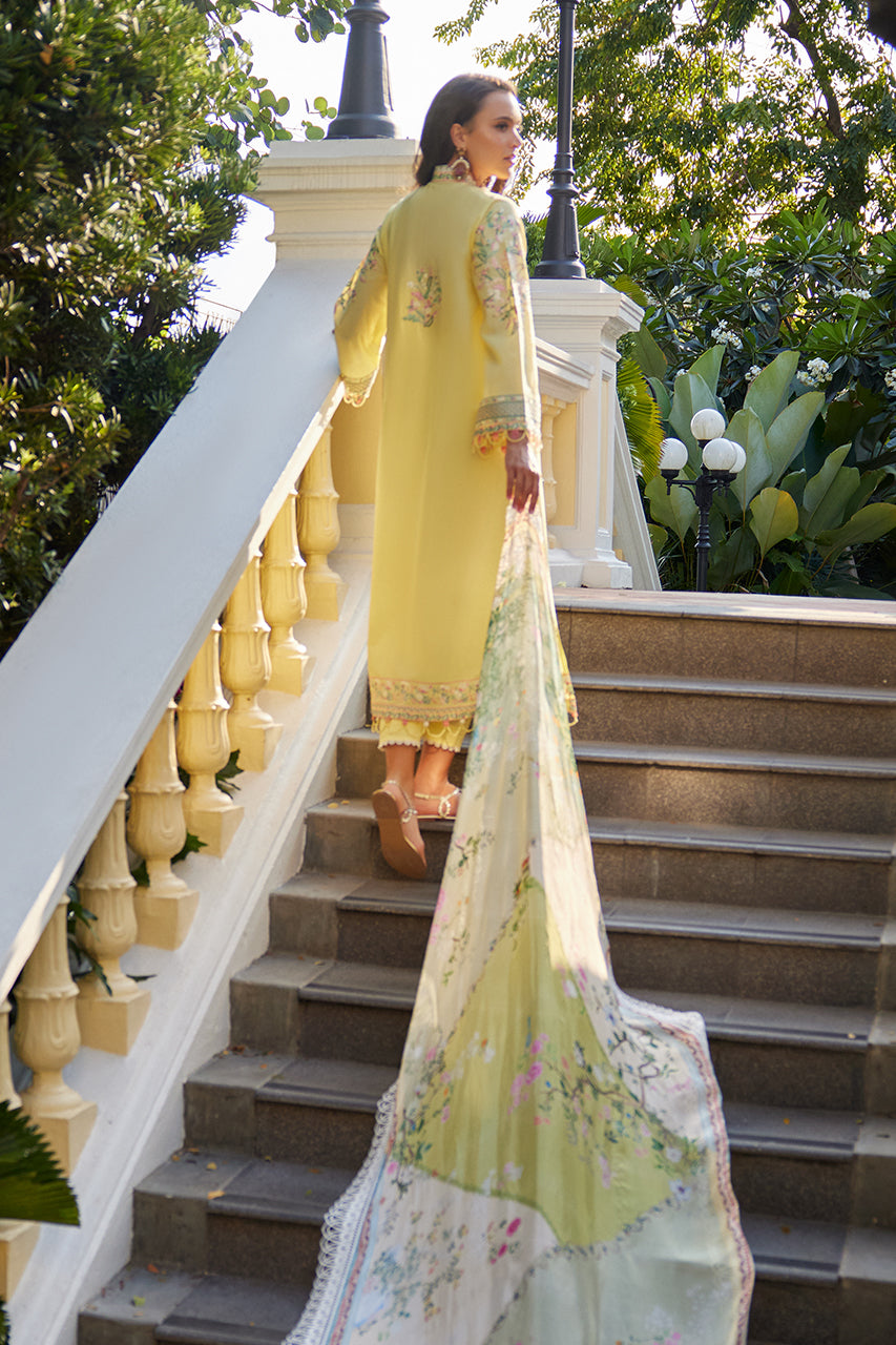 Yellow Floral Embroidered Premium Lawn 3-Piece - Image 3
