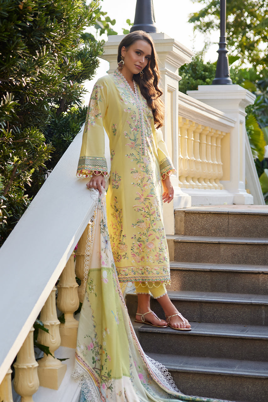 Yellow Floral Embroidered Premium Lawn 3-Piece - Image 4