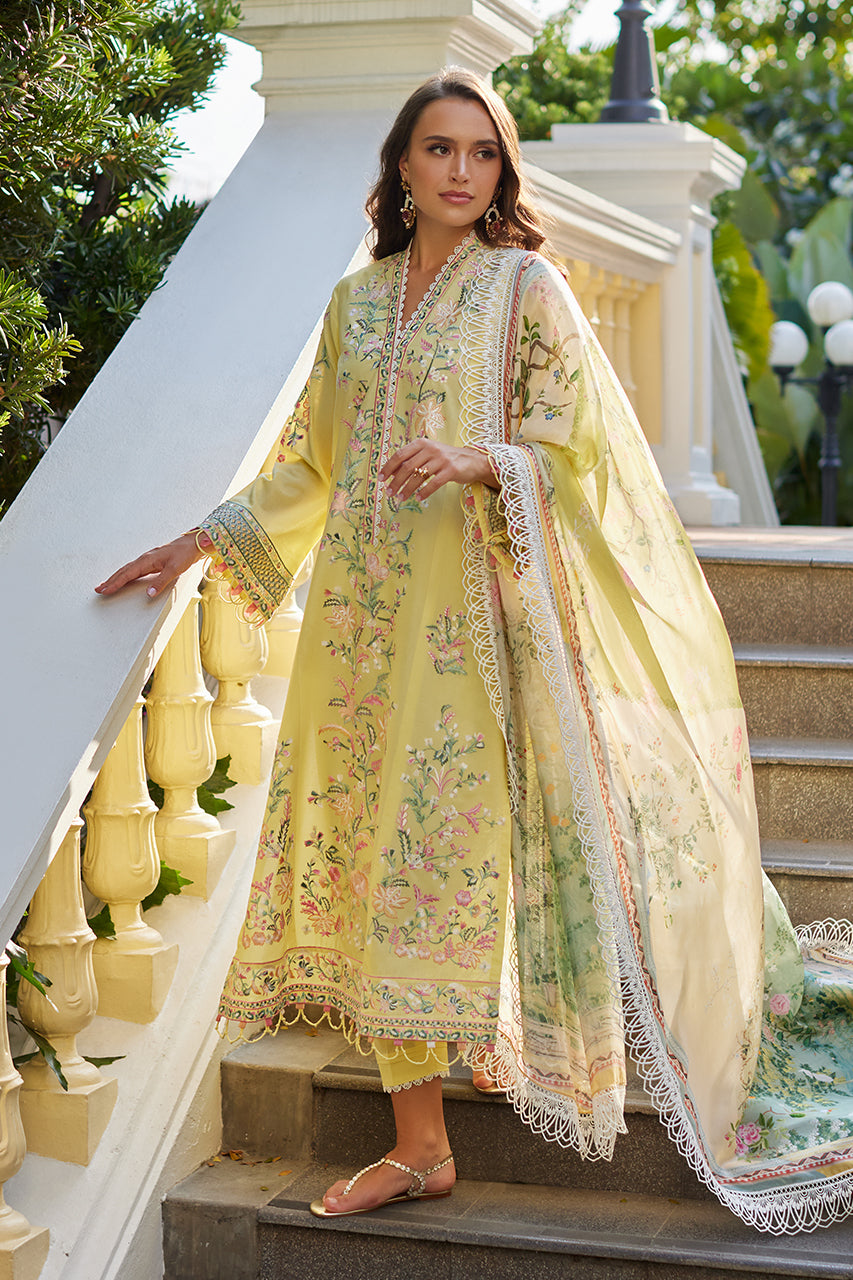 Yellow Floral Embroidered Premium Lawn 3-Piece - Image 6
