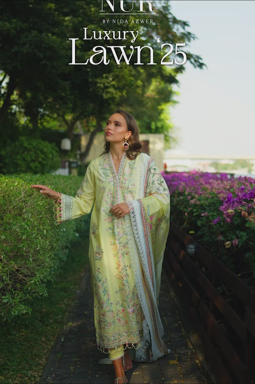 Yellow Floral Embroidered Premium Lawn 3-Piece - Image 7