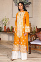 Pakistani Mustard Yellow Embroidered Lawn Salwar Kameez (3-Piece) - Image 3