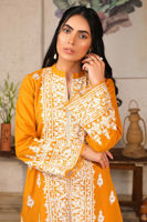 Pakistani Mustard Yellow Embroidered Lawn Salwar Kameez (3-Piece) - Image 8