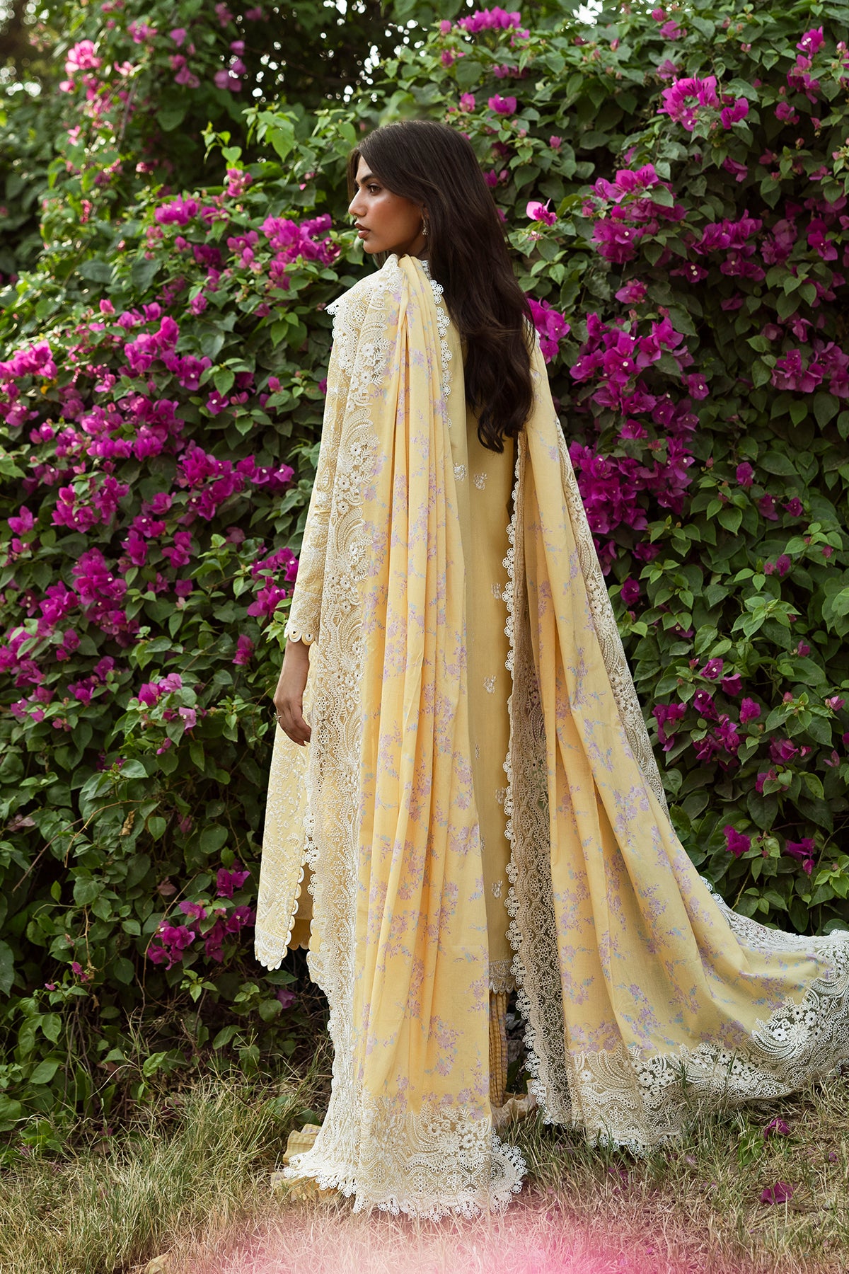 Pakistani Lemon Embroidered Lawn Salwar Kameez (3-Piece) - Image 4