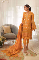 Marigold Nakshi Embroidered Pure Lorex Salwar Kameez (3-Piece) - Image 2