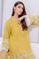 Pakistani Mustard Yellow Hand-Embroidered Salwar Kameez (3-Piece) - Image 4