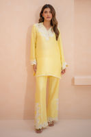 Lemon Anchor Embroidered Raw Silk Salwar Kameez (2-Piece) - Image 2