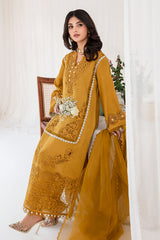 Mustard Cutwork Embroidered Korean Raw Silk Salwar Kameez (3-Piece) - Image 6