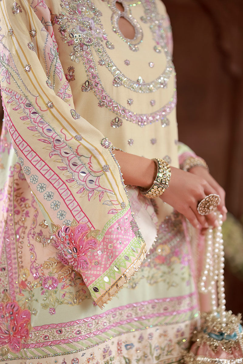 Butter Yellow Hand-Embellished Raw Silk Salwar Kameez (3-Piece) - Image 8