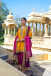 Pakistani Yellow Resham Zardozi Raw Silk Salwar Kameez (3-Piece) - Image 2