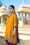 Pakistani Yellow Resham Zardozi Raw Silk Salwar Kameez (3-Piece) - Image 3